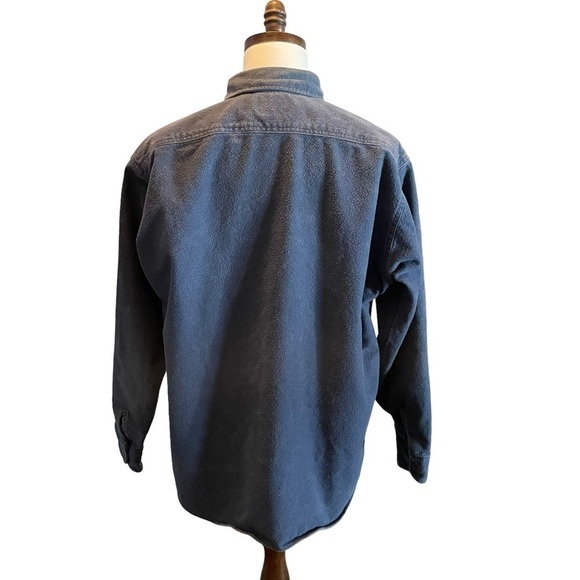 Woolrich Vintage Chamois Cotton Button Down Flannel Shirt Blue XL Long Shacket - Picture 4 of 10